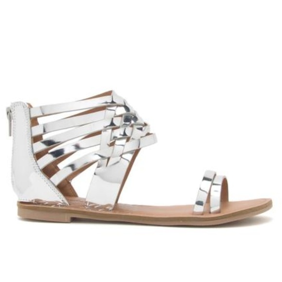 Silver Metallic Strappy Gladiator Sandals Metallic Sandals - Picture 8 of 8